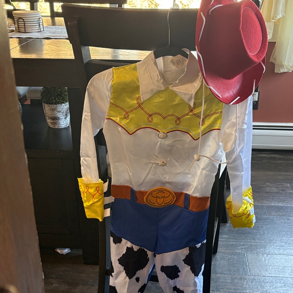 Disney Woody Cowgirl Costume - White, Yellow, Blue, Black and hat!